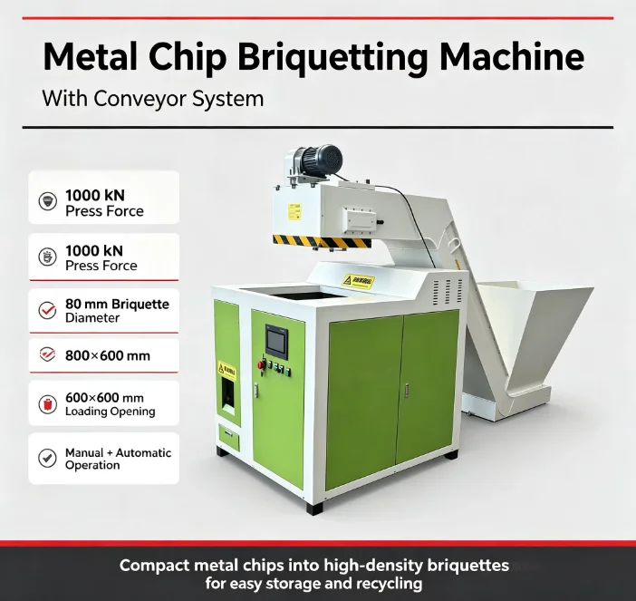 Hydraulic Metal Briquetting Press Machine for Steel Aluminum Copper Scrap Metal Block Baling and Recycling