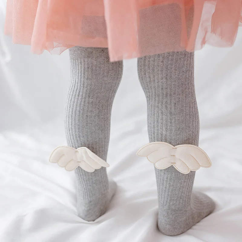 

Spring and Autumn Children's Pantyhose White Knitted Angel Wings Cute Girls Bottoming Pantyhose Baby Socks