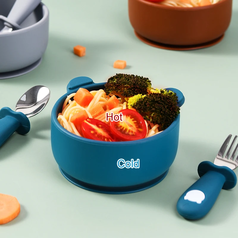 

OEM/ODM custom logo Non-slip Suction Silicone Baby Bowl Toddler Baby Silicone Plate baby silicone feeding bowl, Customized color