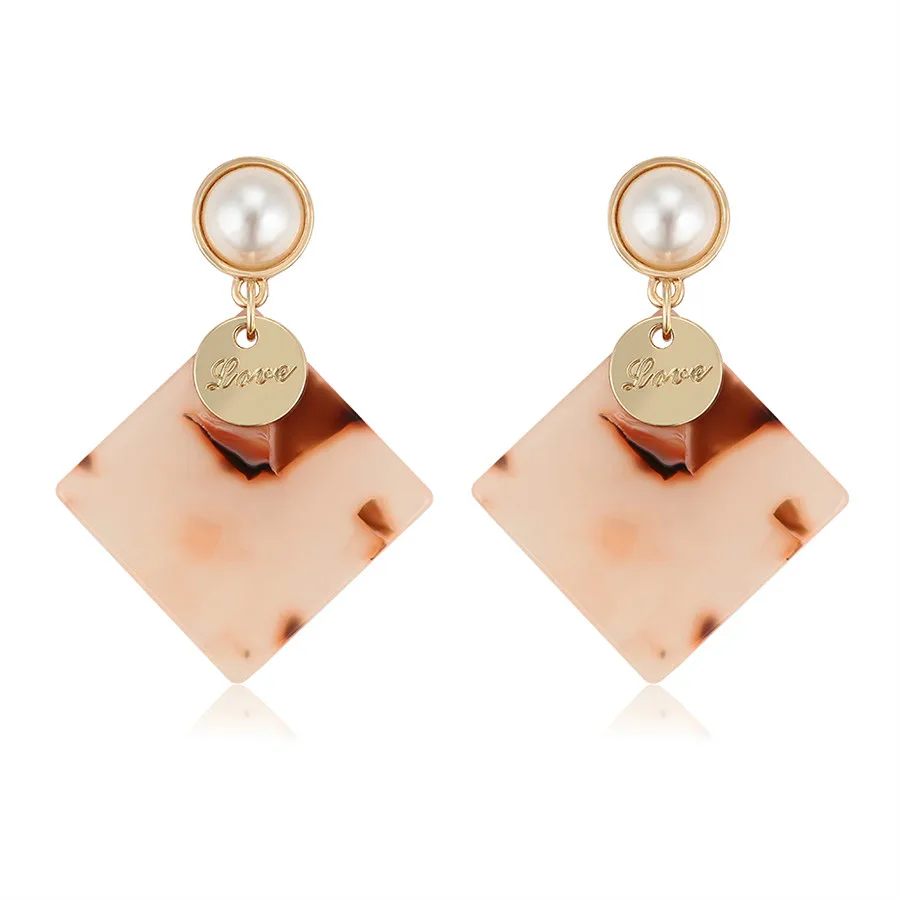 

BLE-1029 Xuping Jewelry High-end Atmospheric High Design 18K Gold Square Pendant versatile fashion earrings