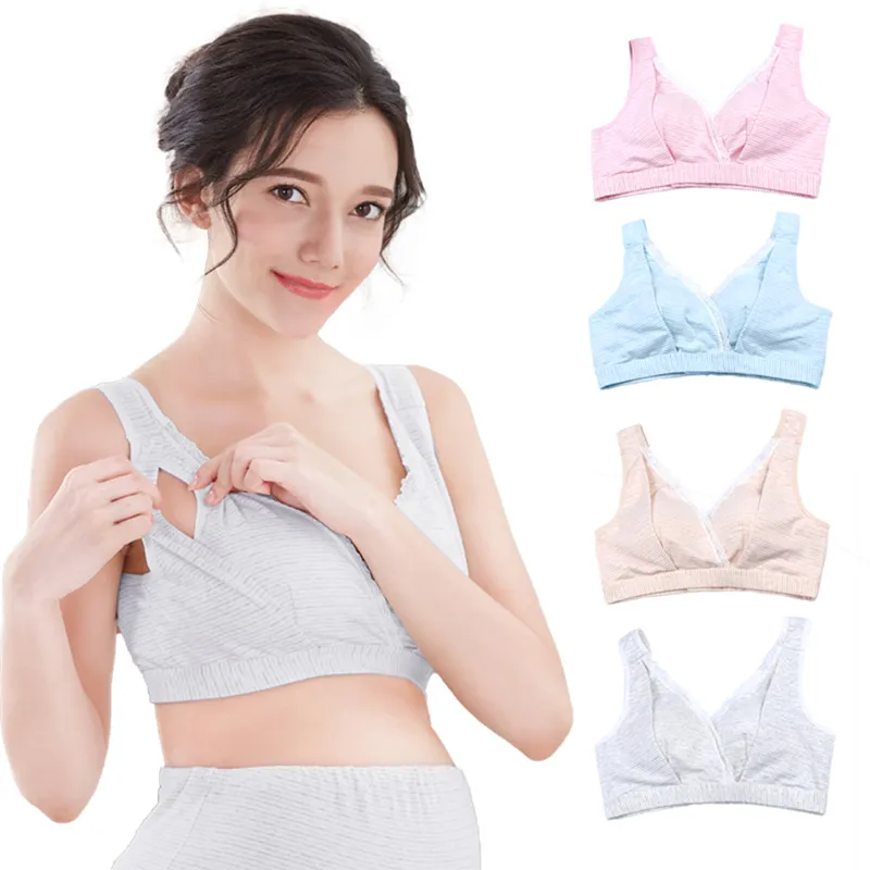 

Women Nusing maternity bra wirefree Cotton Feeding sleep lace top for Pregnat gathered Nursing bra Pregnant Padded Maternity Bra