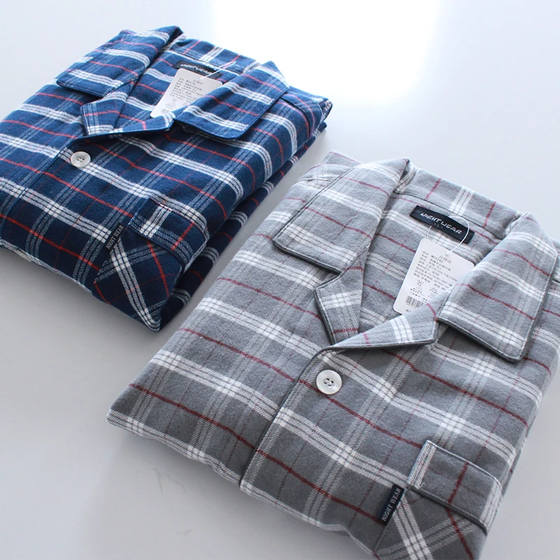 

Mens Pajamas Cotton Pajamas Set Autumn Winter Long Sleeve Striped Mens Sleepwear Casual Large Size Sleep Pyjamas For Male