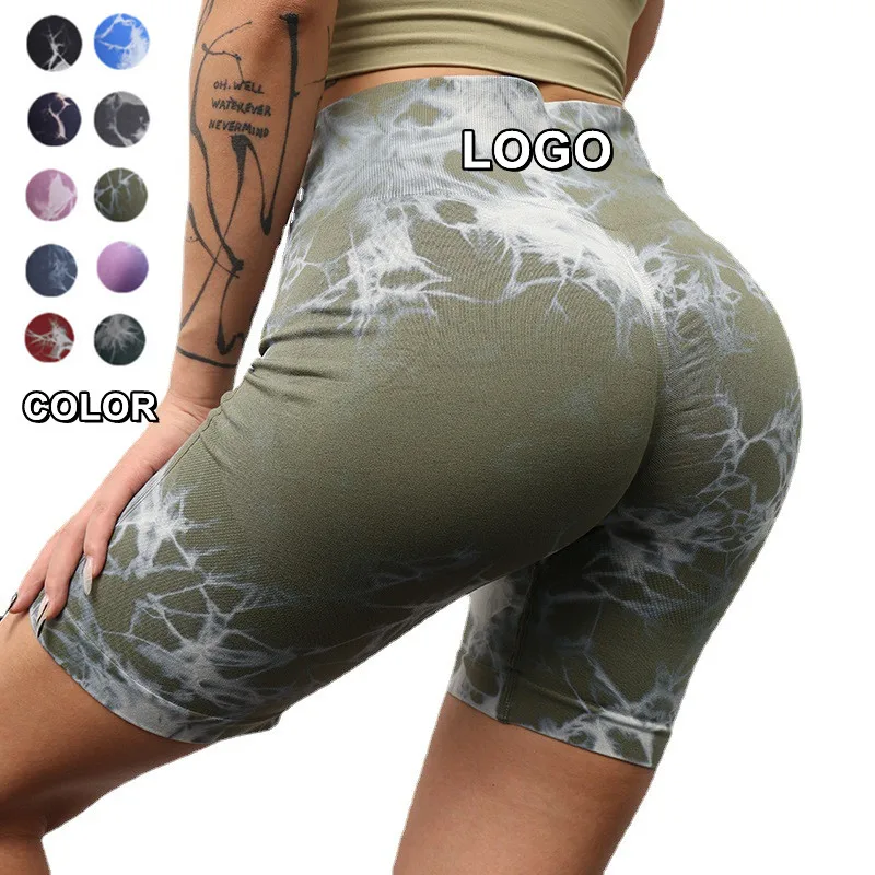 

Fitness yoga legging shorts tie dye scrunch butt leggings shorts for women tummy control seamless womens Yoga leggings Shorts