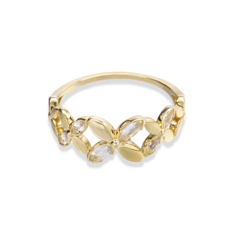 

2020 European American new hollow 9K gold white topaz ring, Yellow gold