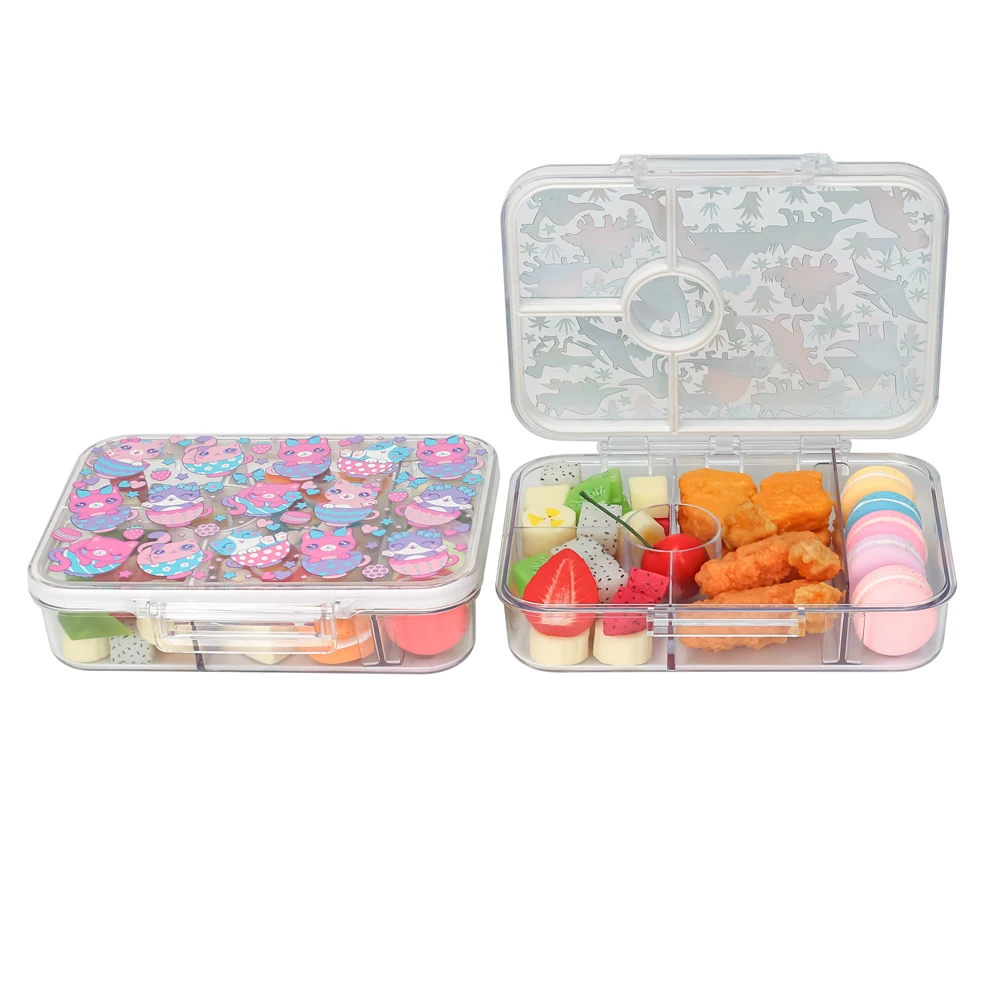 Image of BPA Free bento box lunch box tritan 4 compartment clear plastic bento box for school kids