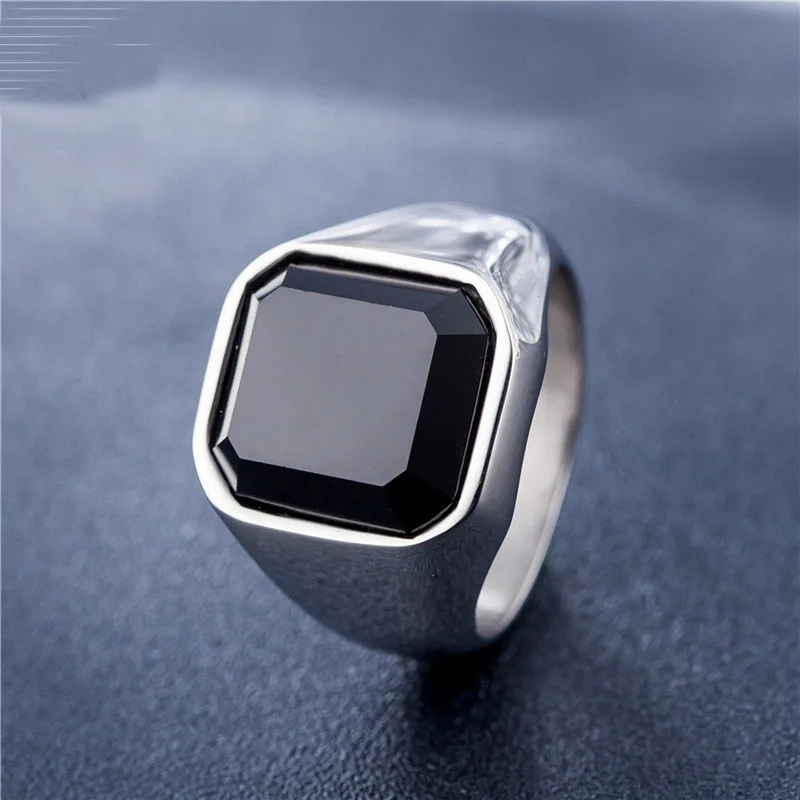 Latest High Quality Silver Gold Stainless Steel Rings For Men Square ...
