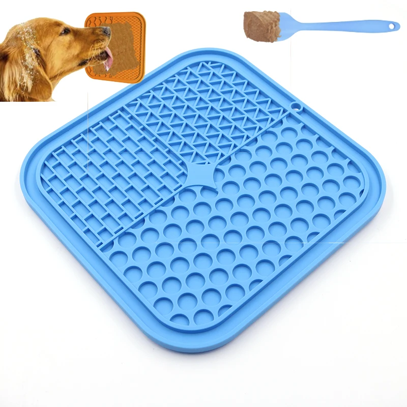 

Square shape custom logo color pet licking mat with suction slow feeder silicone dog lick mat