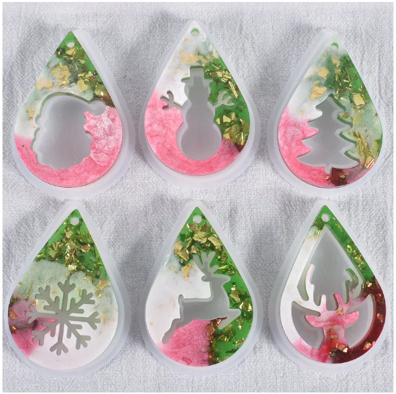 

W053 DIY Christmas tree Christmas series pendant silicone mold for epoxy craft, As picture