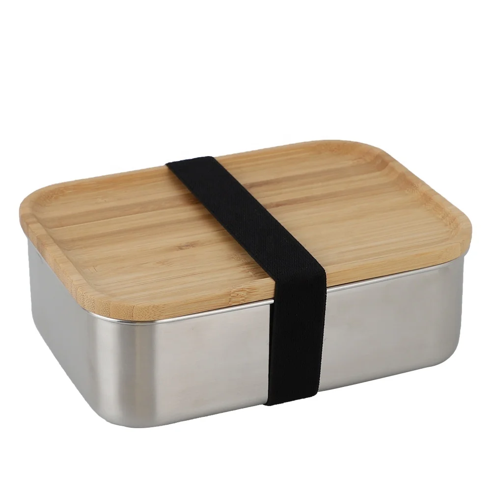 

kitchen stainless steel storage food container box with bamboo lid set kids bamboo food container lunchbox bread lunch box