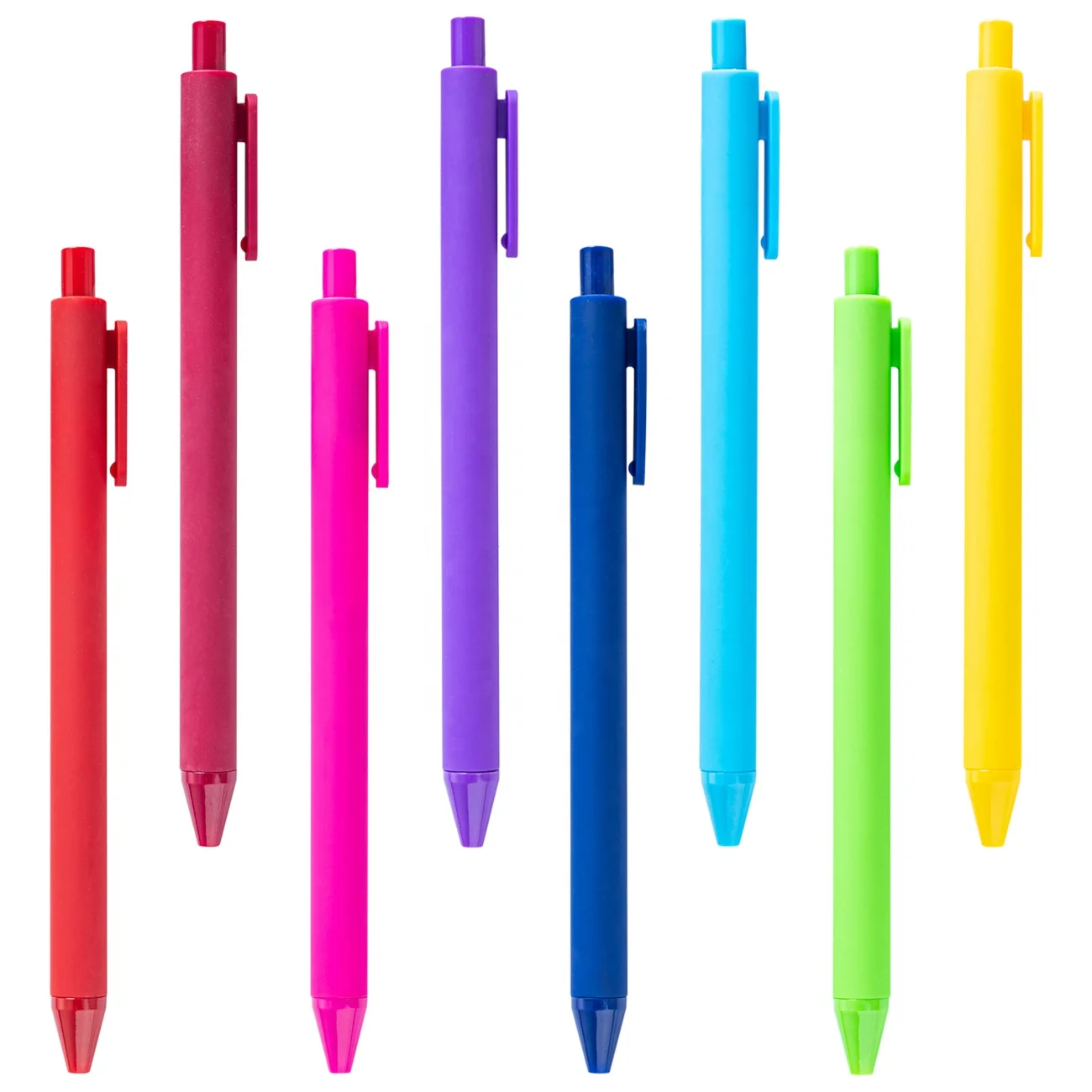 

Hot Selling Wholesale Plastic Ballpen Custom Logo Printed Ballpoint Pen Multiple Color Retractable Soft Rubber Click Plastic Pen