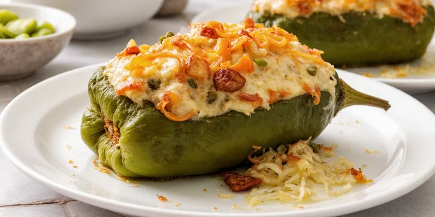 Classic stuffed poblano with cheese and rice