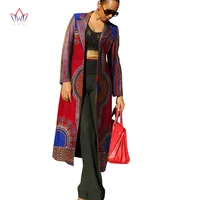 

WY113 African Ankara Fashions Dresses for Women Dashiki Print Women Trench Coat African Bazin Riche 100% Cotton Material Clothes