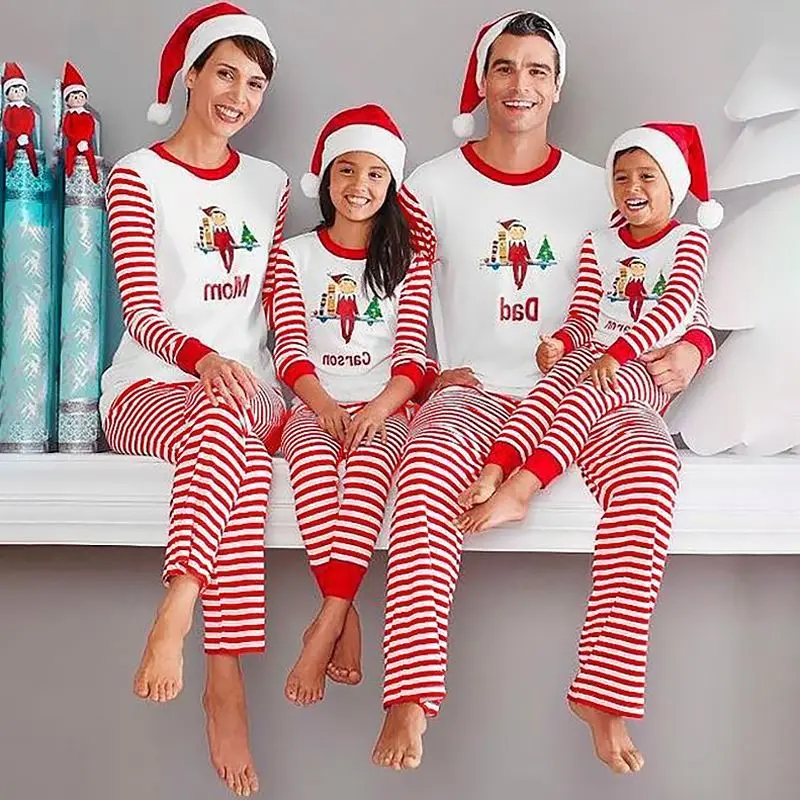 

New Stock Wholesale Autumn And Winter Home Pajamas Family Parent-child Long-sleeved Fashion Printed Christmas Pajamas Set