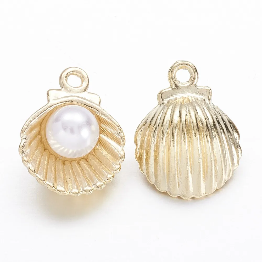 

PandaHall Golden Alloy Acrylic Shell Pearl Beads Charms