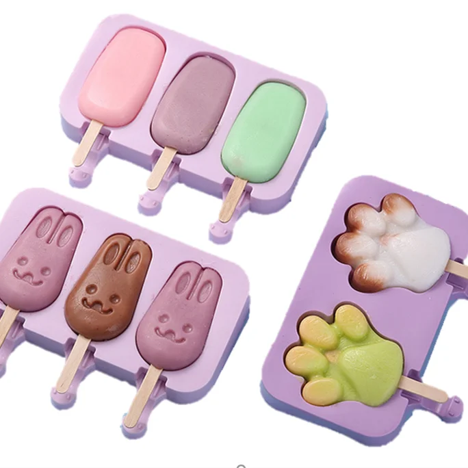 

Ice Cream Molds Mould Cartoon Character Silicone Candy Cakes Silicon Pops Cakesicle Cavit Pop 2/3 Cavity Popsicle Mold, A variety of color