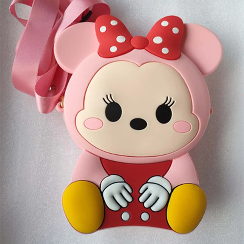 

2021 Fashion Black Color Silicone Minnie Mouse Shoulder Bag with Zipper for Kids