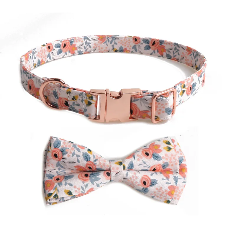 

Wholesale Customized pattern Unique style Adjustable Pet Collar Fabric Dog Bow Tie Collar, As pictures