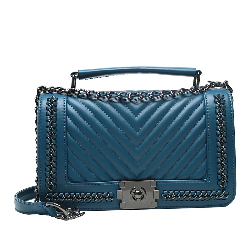 

Factory Sale New Fashion Embroidered Thread Women's Chain Bag Korean Version Solid Color Diagonal Shoulder Bag For Girls