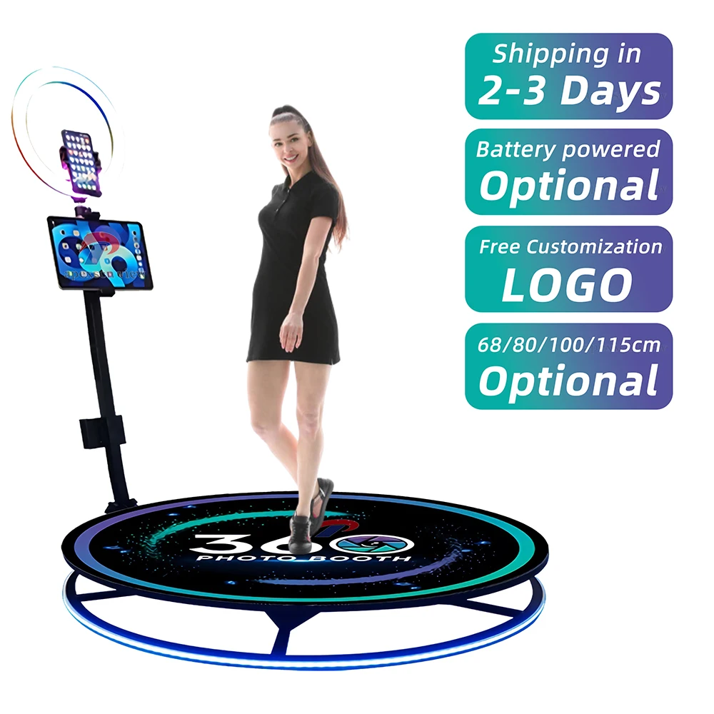 

Slow Motion Guangzhou Best Quality Rotating 115 cm 360 Photo Booth with stage for wedding party