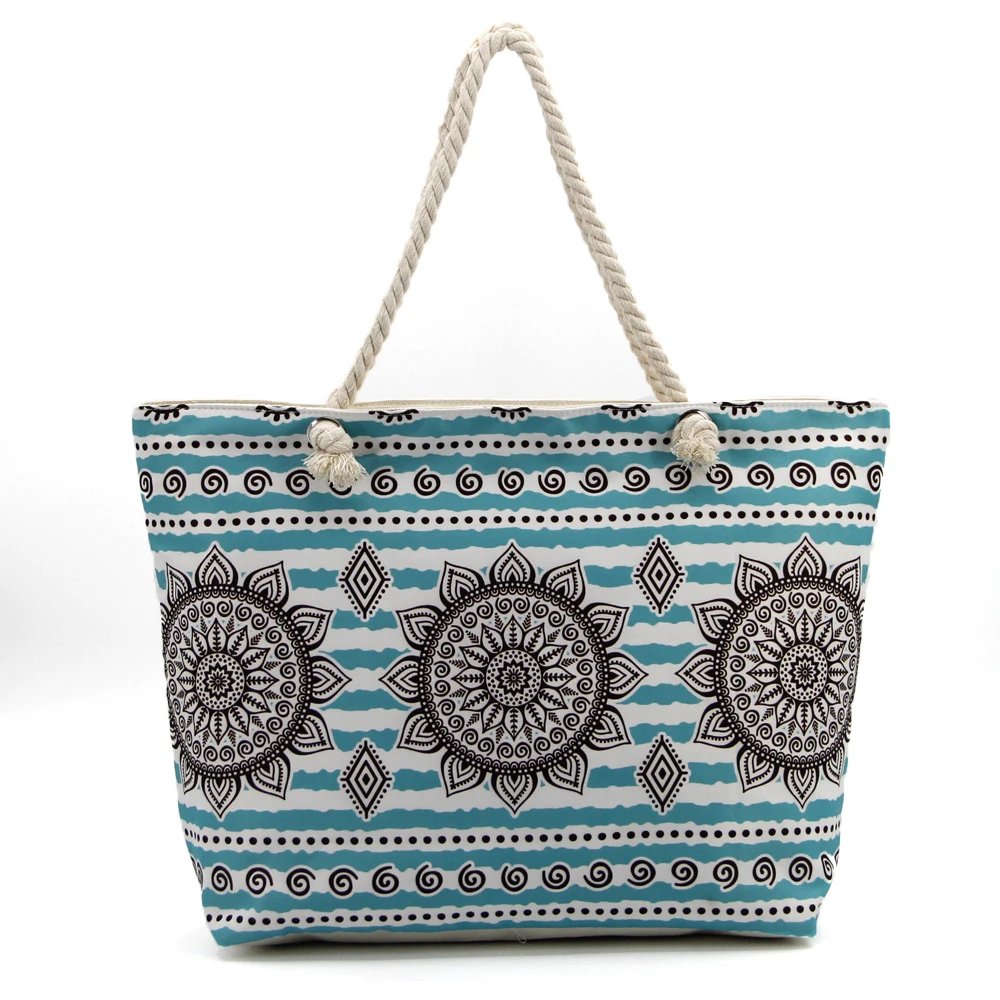 

2020 Fashion Women Print Pattern Beach Bag Ladies Travel Handbag, White