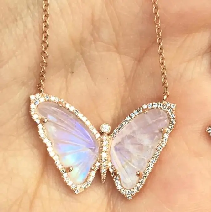 

Wholesale New Trending Fashion Good Filled Sea Shell Bling Butterfly Pendant Necklace For Women