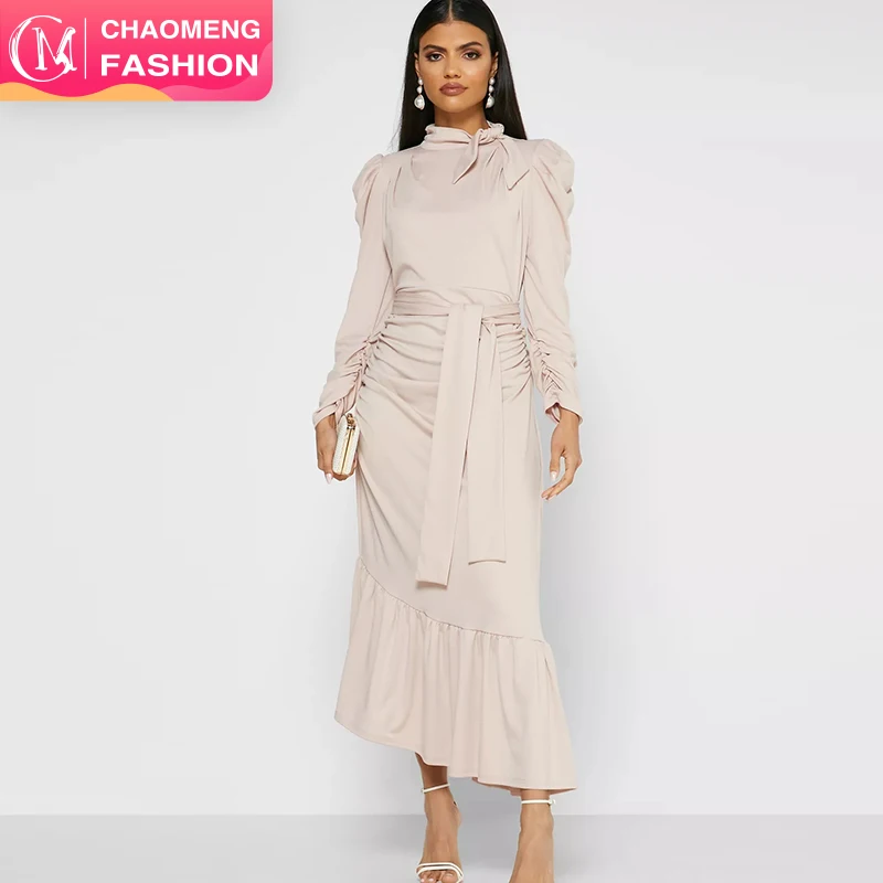

6276# Eid Mubarek Abaya Dubai Turkey Cotton Modest Dress Islam Clothing Muslim Dresses For Women, Beige /maroon /yellow /purple /black