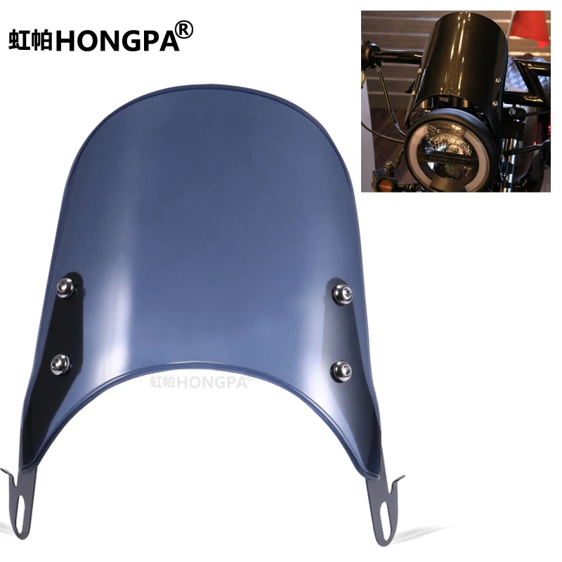

HONGPA Black/Gray/Clear Windshield Wind Deflectors Windscreen For Motorcycle Chopper Harley Cafe Racer