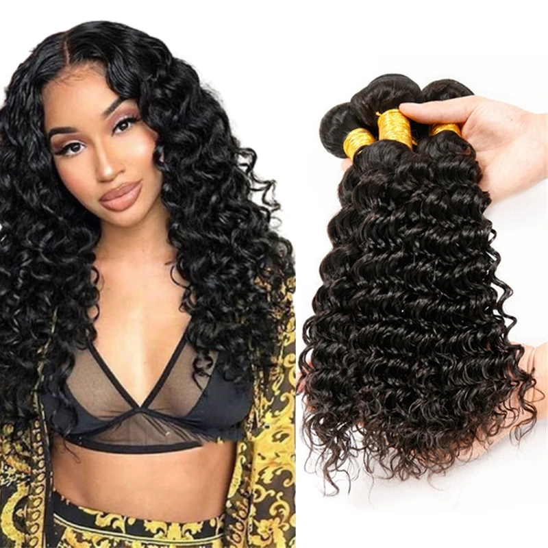 

Grade 12a 14a Mink Deep Wave Bundles Brazilian Virgin Human Hair Extension Wholesale Hair Bundles 40 inch 30 inch