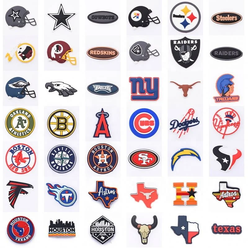 

High quality football team shoe charm for wholesale new design helmet shoe charm for decoration soft pvc Houston shoe charm NFL, Customized color