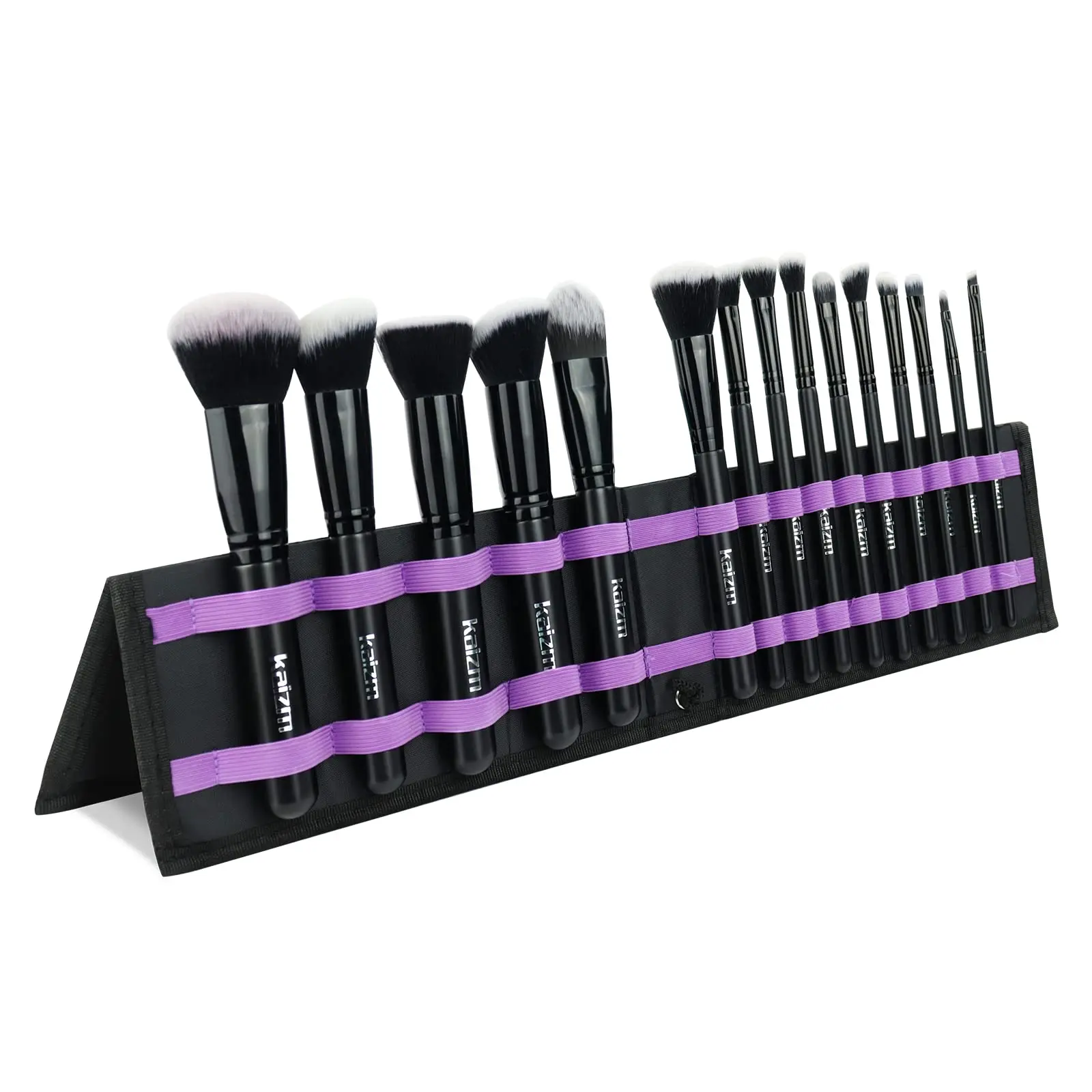 

Cosmetic Makeup Brushes Set Portable Foundation Brush 15pcs Black Kabuki Eyeshadow Concealer Lash Blush Brush with Case