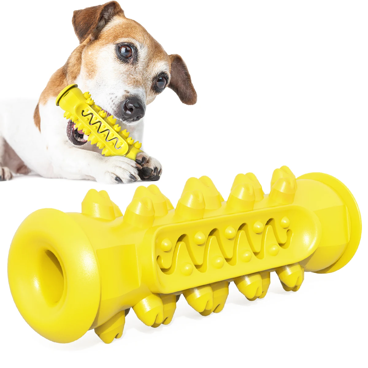 

Ultra Durable Non-Toxic Dog Chew Toy Feeder Teeth Cleaning Aggressive Rubber Dog Bone Toy