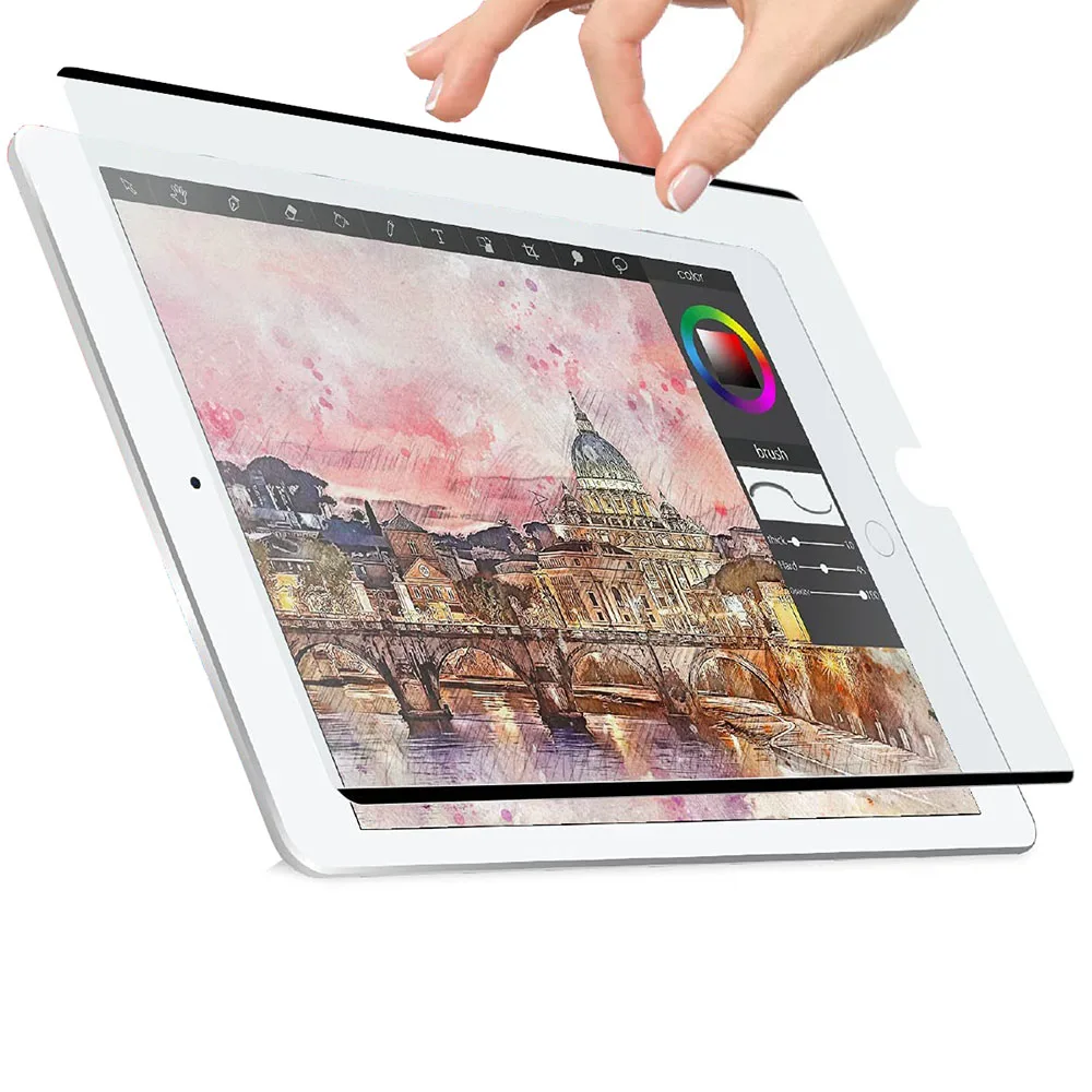 

PRODA/AZEADA Pencil-Feel Screen Protector for iPad Removable Reusable Anti-Glare Anti-Fingerprints Screen Protector, Transparency 99% color