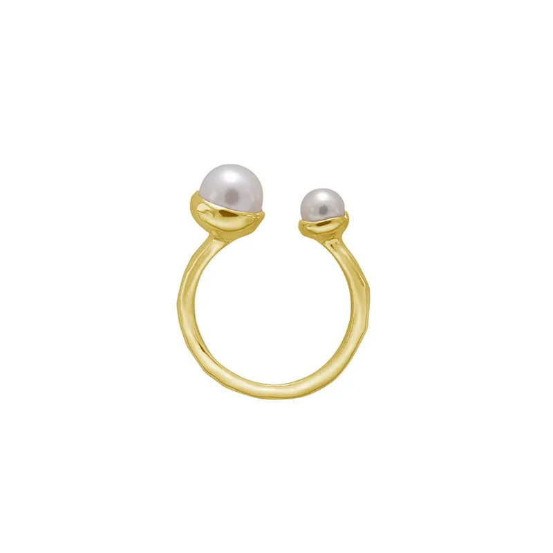 

baroque pearl ring brass gold plating shell pearl open rings