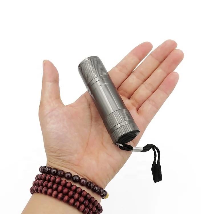 
395nm9 LED UV light Aluminum alloy LED keychain flashlight customized Logo mini torch for advertising souvenir present 