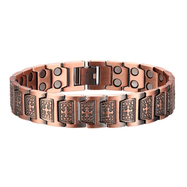 

Men Arthritis and Carpal Tunnel Syndrome Pain Relief Confirmation Gifts Christian Cross 99.99% Pure Copper Magnetic Bracelet