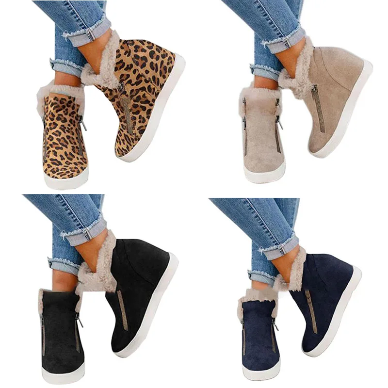 

winter fashion women's shoes warm fox fur furry snow boots with pompom plush flat casual boots, Multi colors