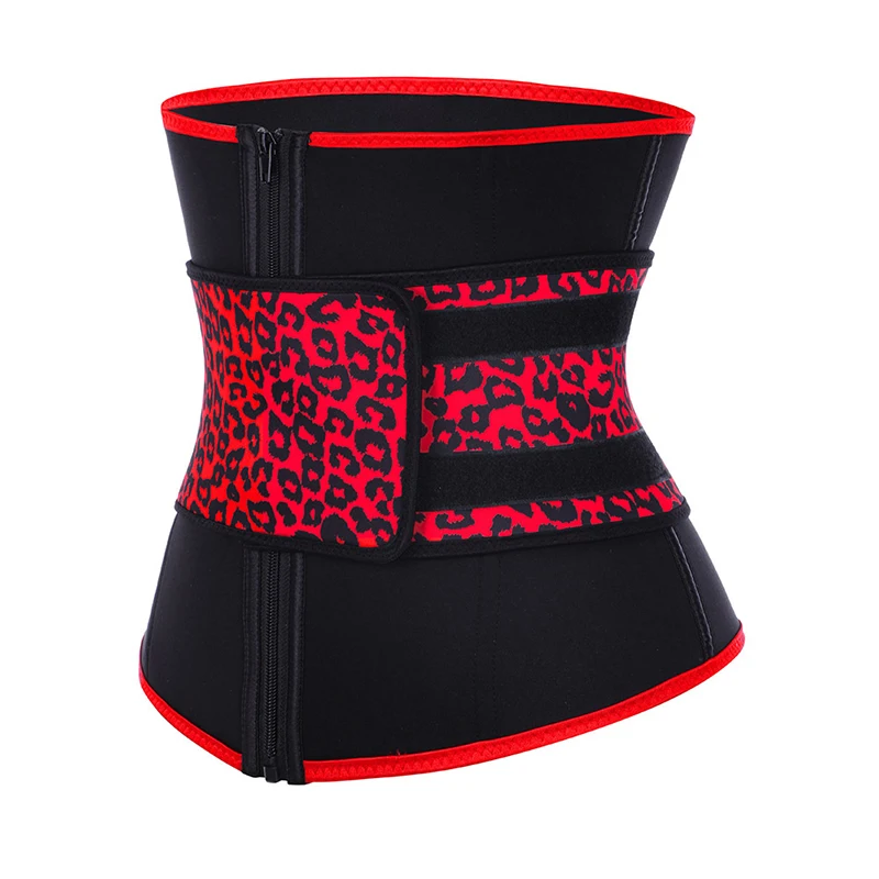 

private label women sport sweat neoprene cheetah waist trainer, Black+red