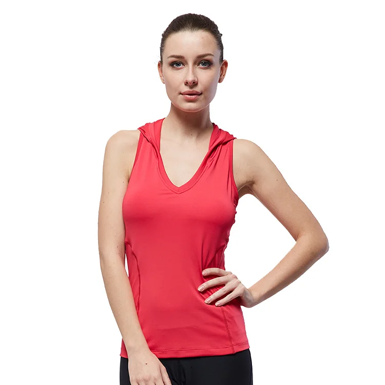 

ladies ' s sports hoody vest custom gym racer back tank tops for women, Customized color