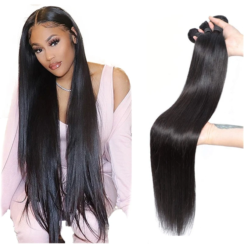 Super Shiny Mink Brazilian Virgin Human Hair Bundle 40 42 Inch Straight Hair Extension Best Brazilian Glossy Human Hair Weave