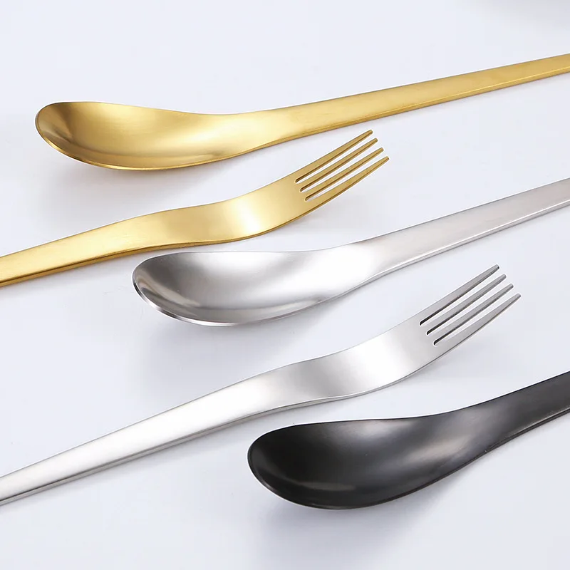 

CHINA OEM FACTORY 304 stainless steel Tableware 4pcs gold steak knife fork and spoon Dinnerware Matte Polished Cutlery set