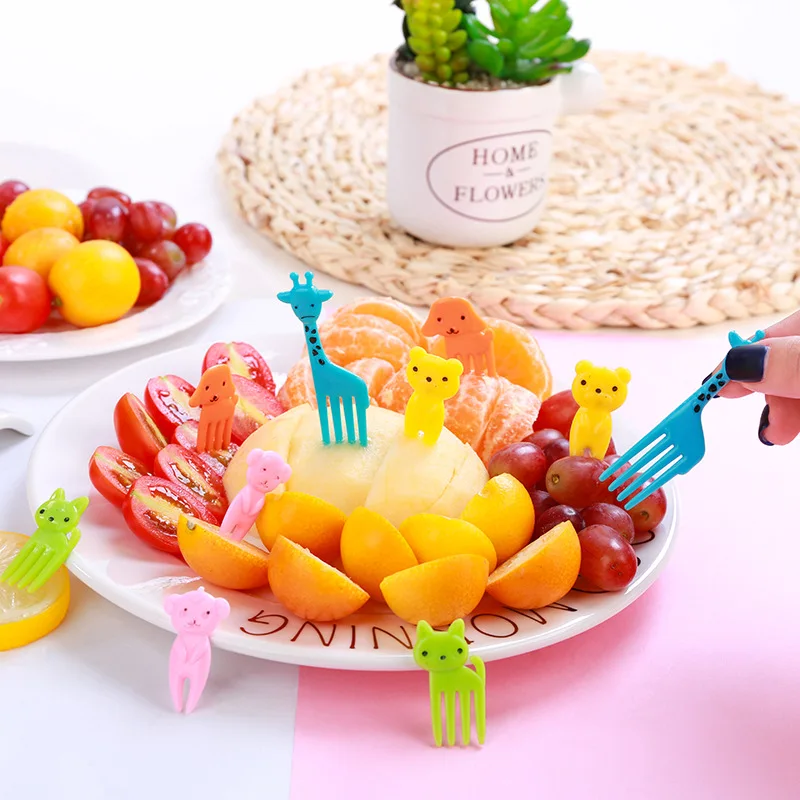 

Bento Picks Food Grade Kids Child Animal Shape Tenedores Para Fruta Mini Plastic Fruit Fork Cake Decoration