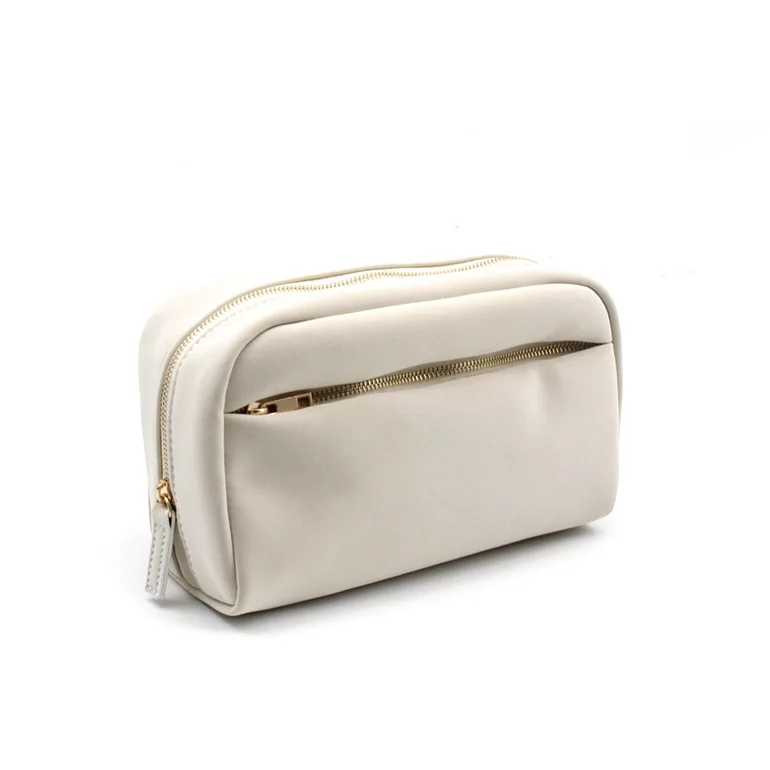 

Simple recycled travel storage and wash vegan leather travel cosmetic bag, White