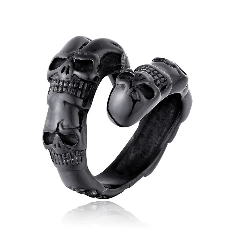 

Hot Selling High Quality Fashion Europe And America Jewelry 316L Stainless Steel Skull Rings Men Rings, Gold,silver,black