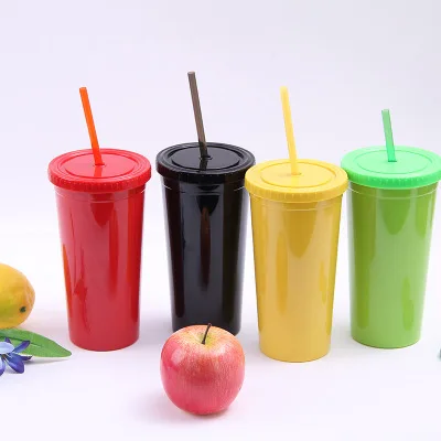 

P1172 Single layer straw water bottle fruit advertising gift cup, Colors