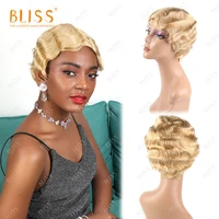 

Bliss Finger Wave Wigs 613 Perruques Naturelles Courtes Short Pixie Cut Human Hair Wigs for Black Women