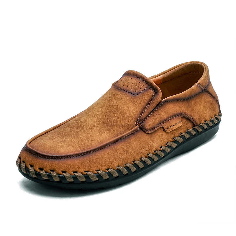 
Split Leather Shoes Men Casual Shoes Hand-made Fashion Sneakers Flat Walking Shoes 
