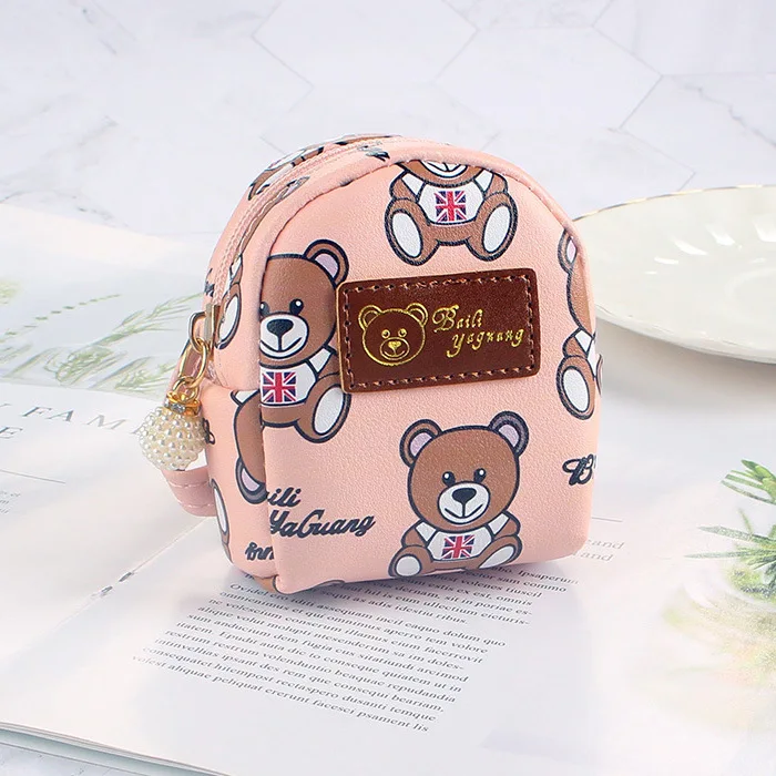 

Cute Bear Cartoon Printing Mini Backpack Pocket Coin Purse, 5 colors optional