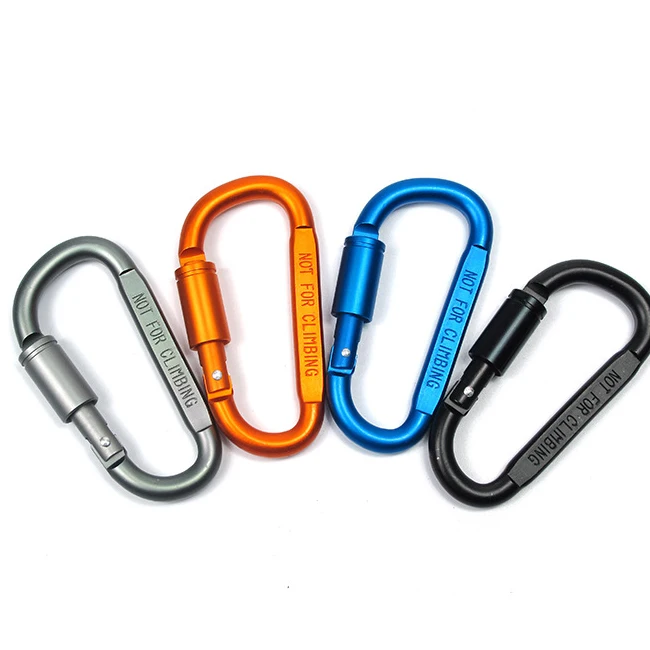 

Aluminum Key-lock Carabiner Clip D Shape Carabiner Screw Lock Bottle Hook Buckle Padlock Key Chain