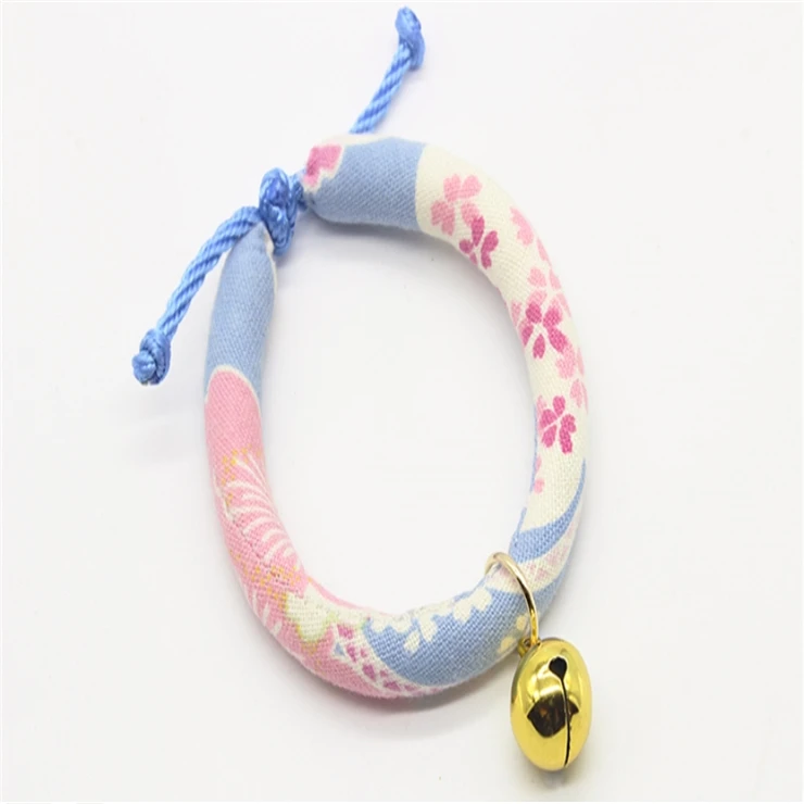 

Japanese Style Cat Bells Collar Adjustable Pet Supply Polyester Fabric Ringing Pet Bell Cat Collars