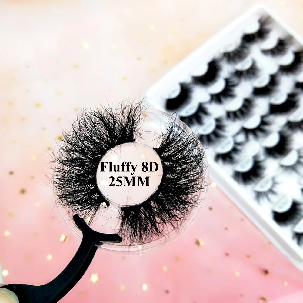 

2021 Fluffy Mink Fur Lashes Extra Dramatic Long Thick Curl Eyelashes Handmade Wispy Curly Mink Eyelashes